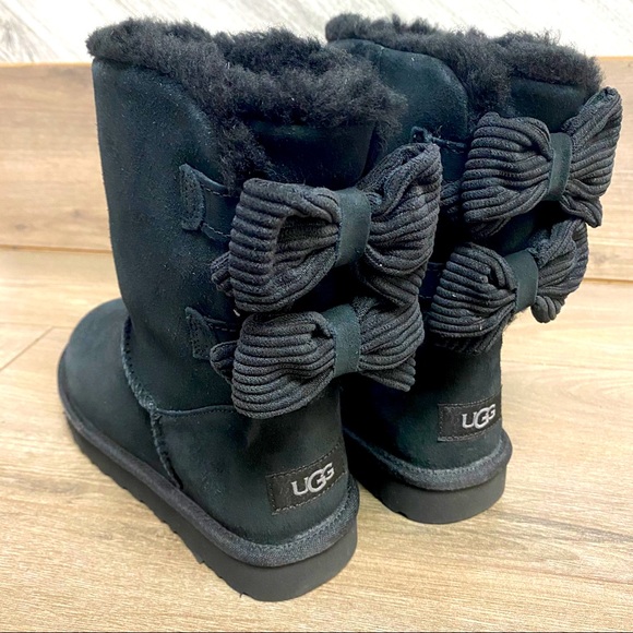UGG Shoes - UGG | Bailey Corduroy Bow Boots Black Size 6 NEW